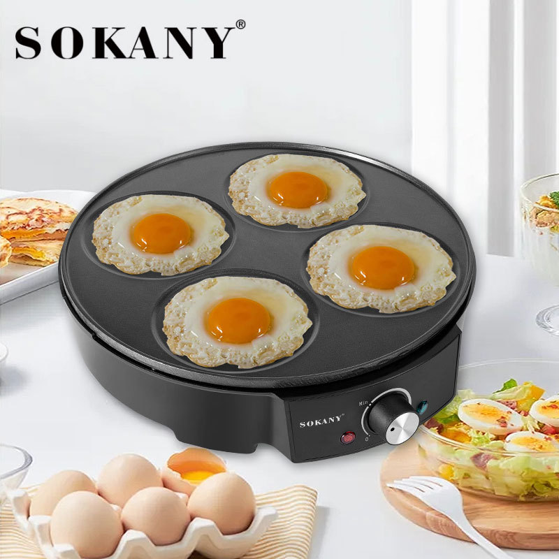 Cross-border SOKANY1003 pancake machine, 4-hole pancake for frying eggs, household hamburger cake breakfast machine, double-sided heating for making pancakes Specification image
