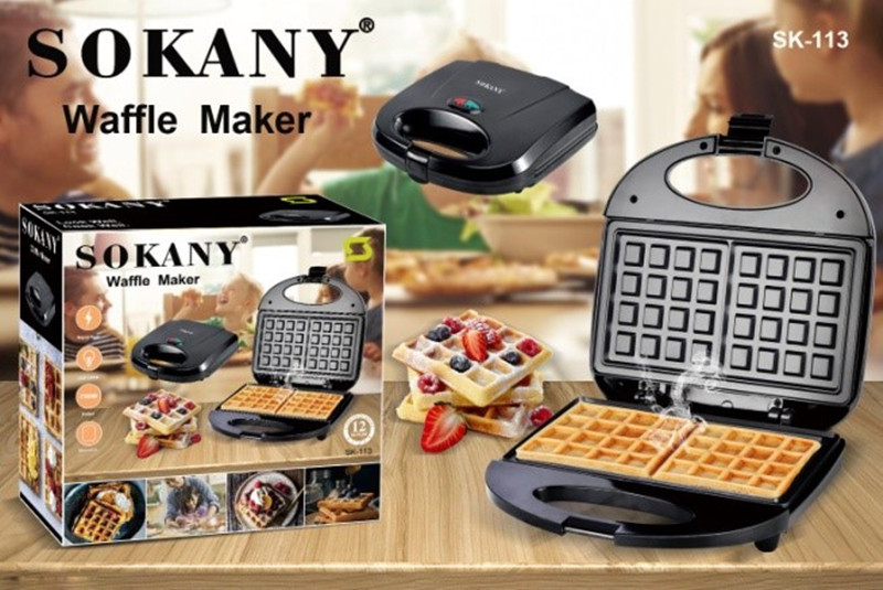 跨境SOKANY113早餐机家用小型轻食华夫饼吐司面包压烤机详情图3