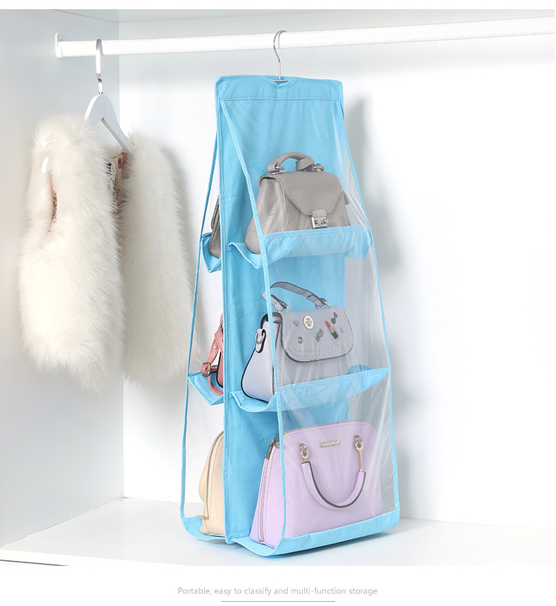 Double-sided six-layer bag hanging bag, non-woven fabric hanging handbag, storage hanging bag, bag storage bag Item Picture