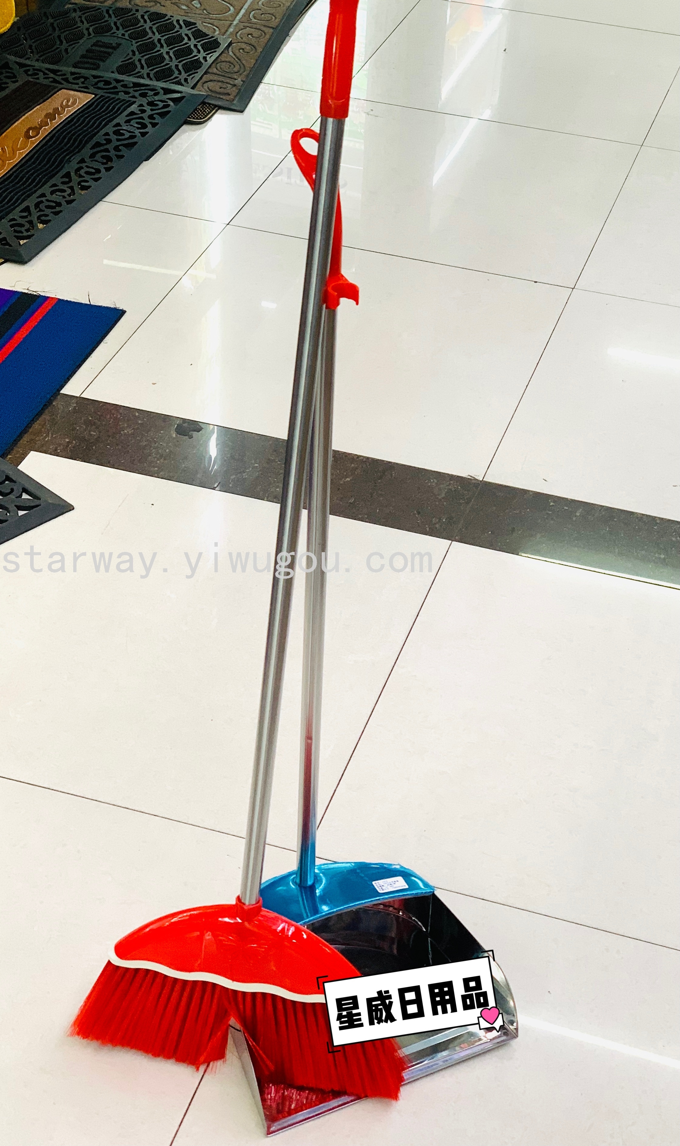 Thickened stainless steel broom and dustpan combination, stainless steel garbage shovel and dustpan, soft bristle broom, dustpan and broom set Item Picture
