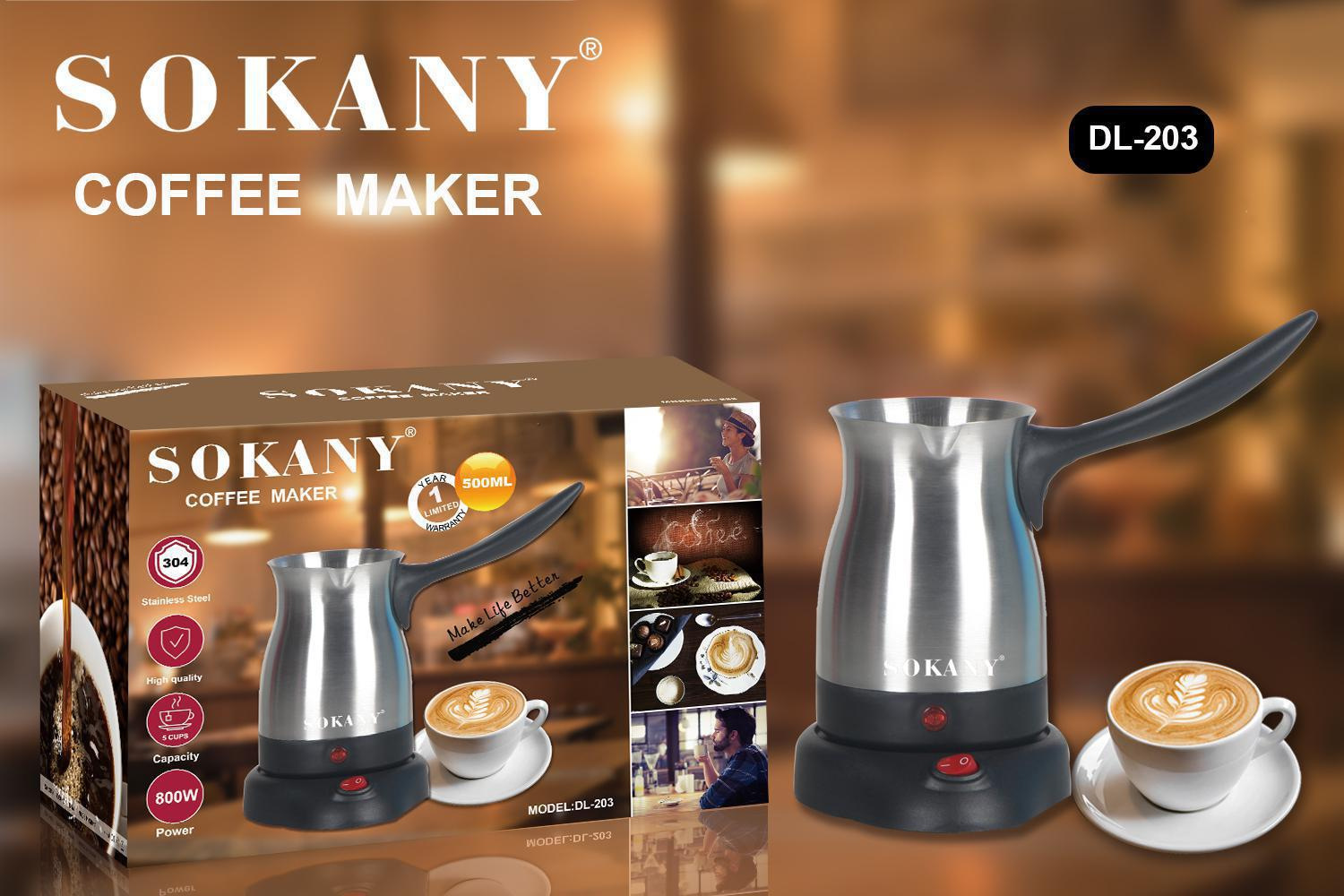 SOKANY stainless steel 203 Turkish coffee pot, electric heating and yellow wine brewing pot, stainless steel detachable type Item Picture