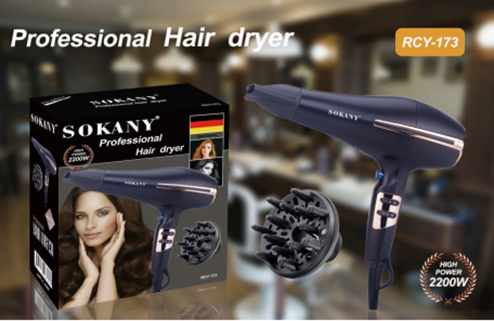 Cross-border SOKANY173 hair dryer, home, hotel, travel, hairdressing, high-power hair dryer, air duct, European standard for foreign trade details Picture