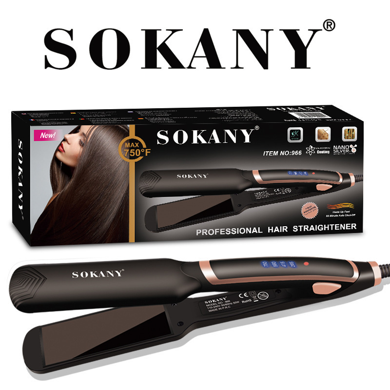 SOKANY966 Electric straightener for both straight and curly hair, LCD screen touch straightener for small bangs