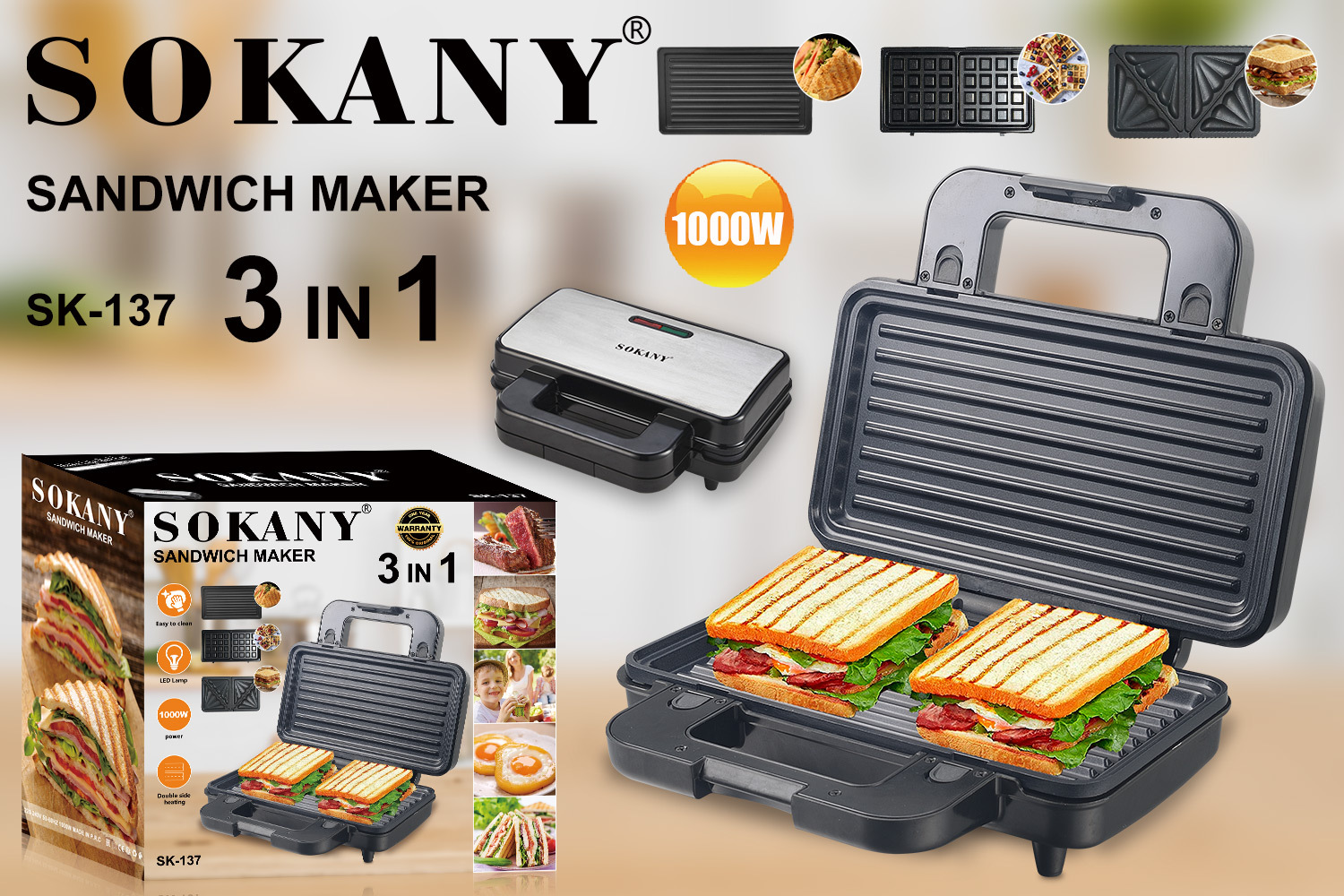 SOKANY 137 Multi-functional electric griddle waffle machine, sandwich breakfast machine, small muffin machine, Cake machine Application Scenario