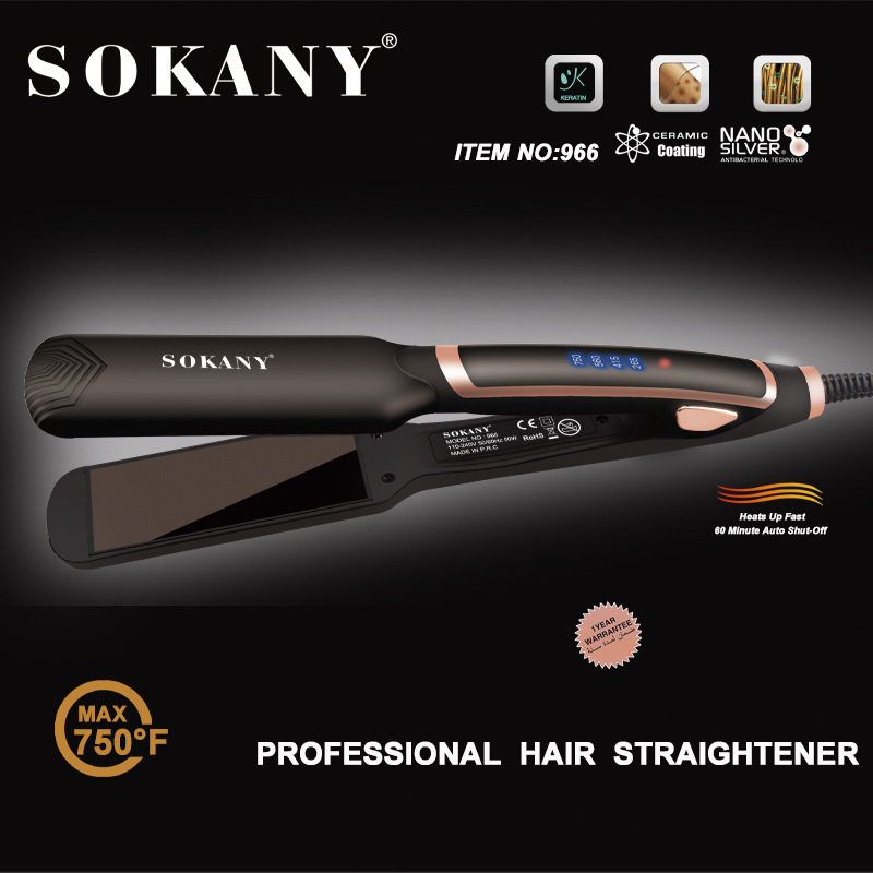 SOKANY966 Electric straightener for both straight and curly hair, LCD screen touch straightener for small bangs Specification image