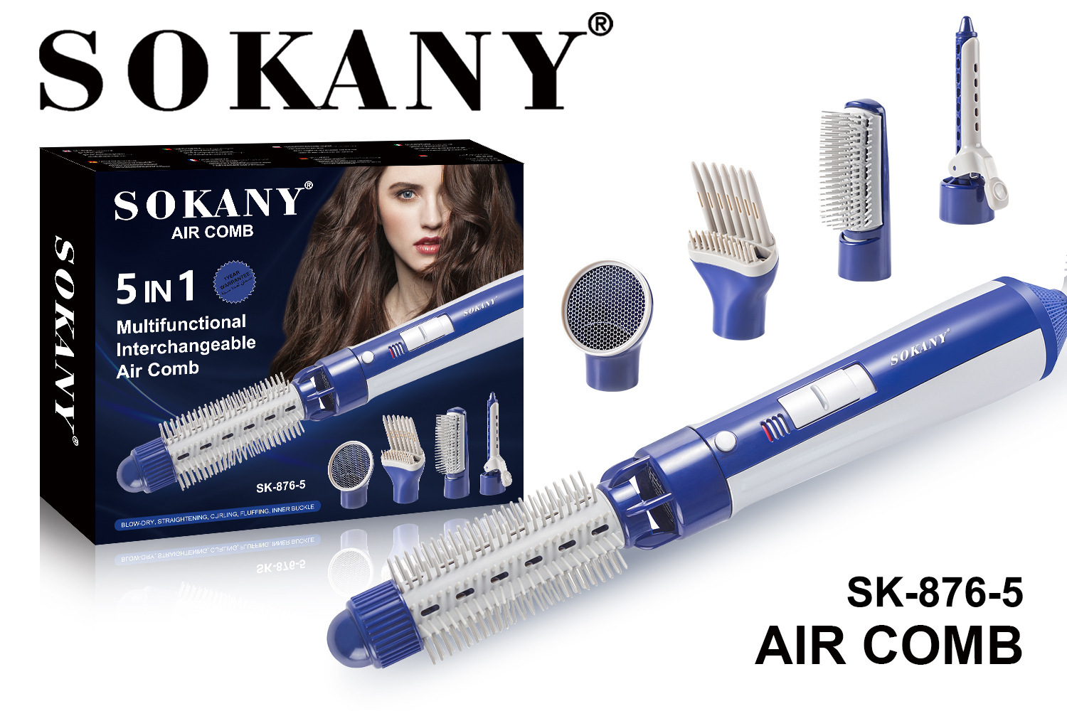 Cross-border SOKANY876-5 Home Five-in-one multi-functional hair dryer, curling iron, Straightening Hair dryer and hair dryer set