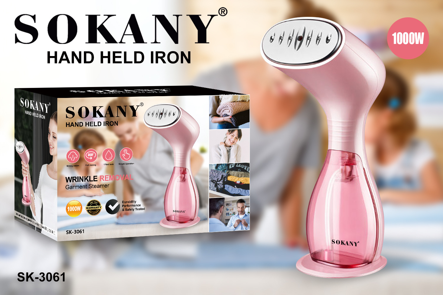 Cross-border sokany3061 Household handheld steam iron High-power electric iron anti-dry-burning steam iron details Picture
