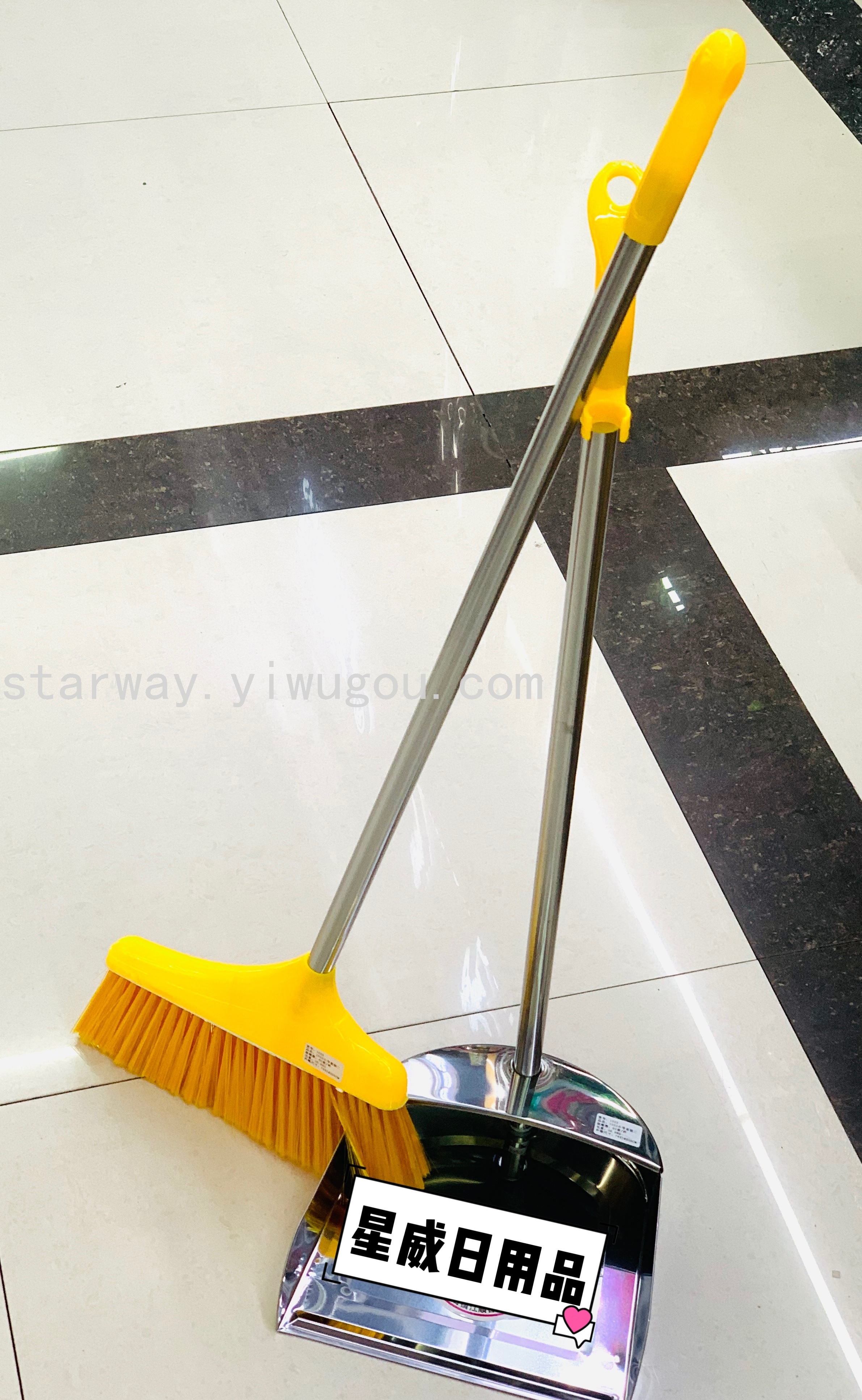 Thickened stainless steel broom and dustpan combination, stainless steel garbage shovel and dustpan, soft bristle broom, dustpan and broom set Application Scenario