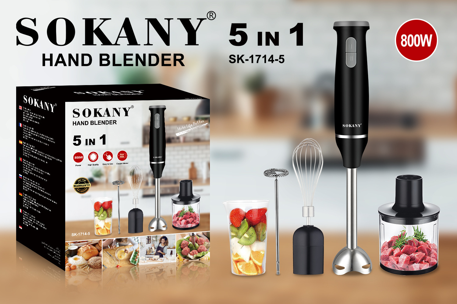 Sokany 1714-5 egg beater, whipped cream egg white beater, household electric milk foam baking tool