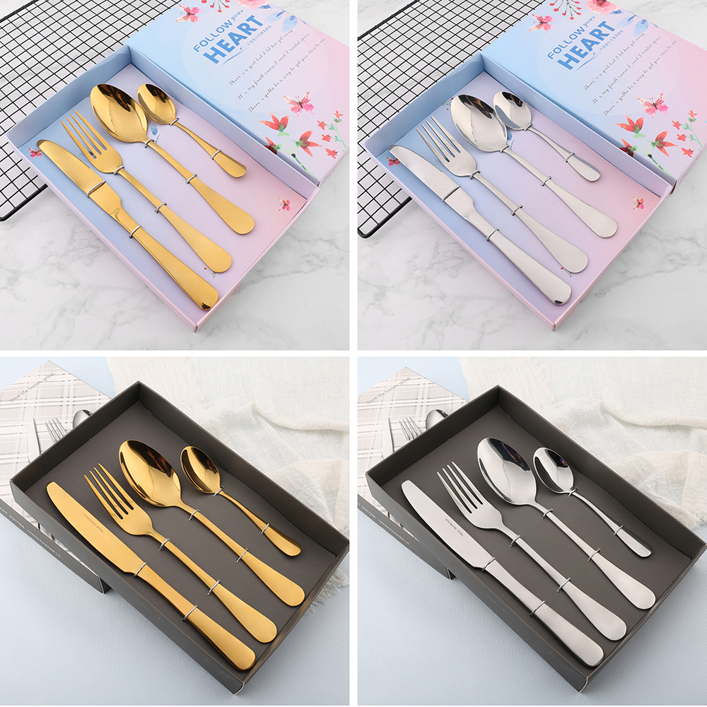 A 1010 Stainless steel Western steak knife, fork and spoon set gift box hotel restaurant supplies with logo available Specification image