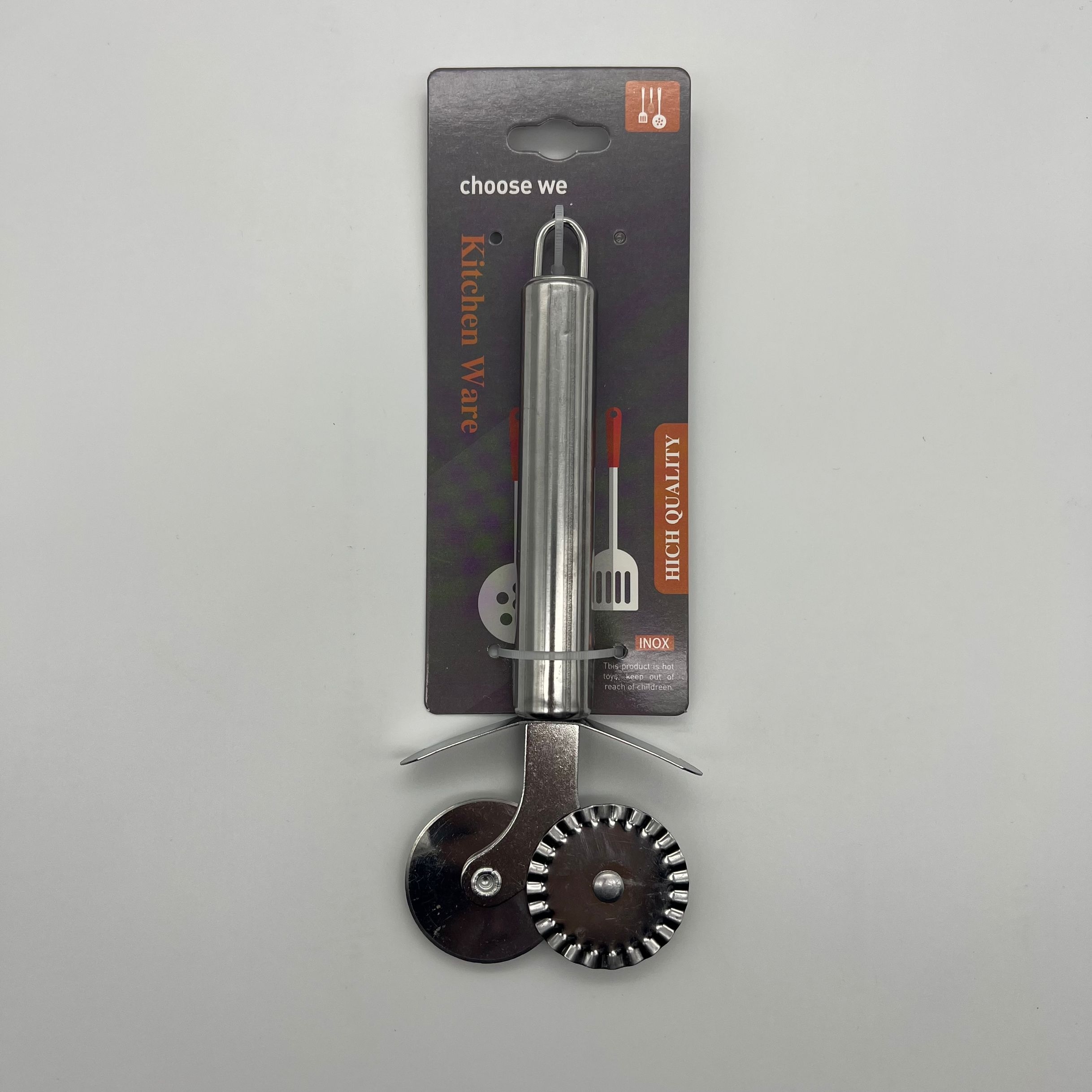 Kitchen kitchenware stainless steel tool double wheel pizza knife with steel handle thumbnail