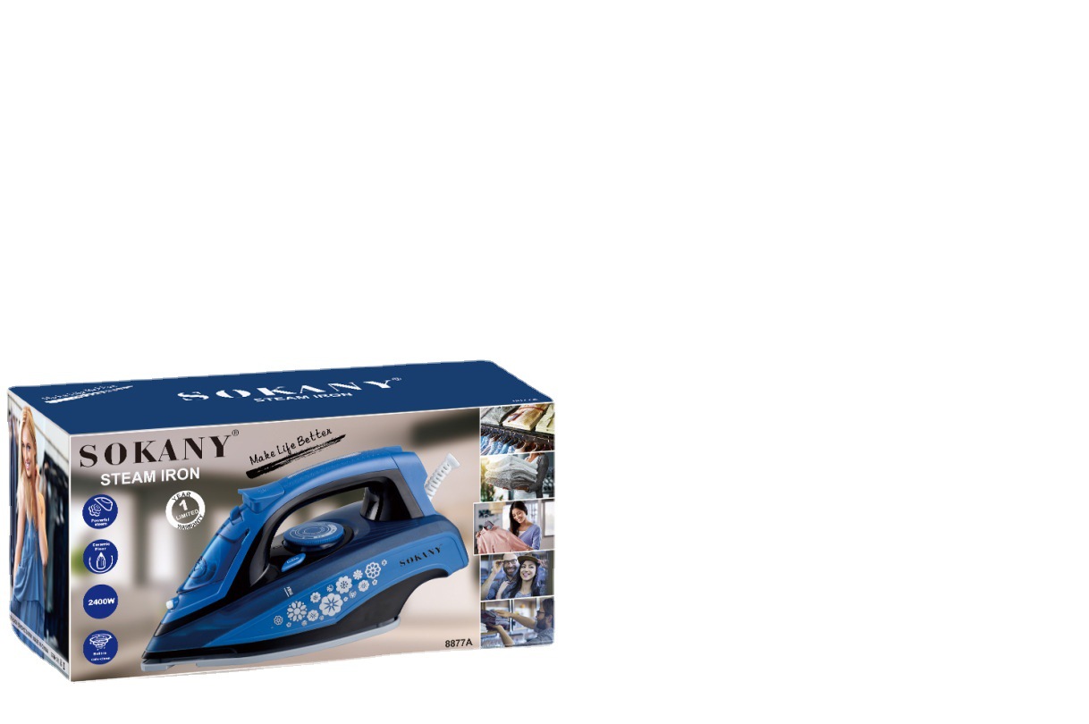 Cross-border SOKANY8877A iron for ironing clothes, electric iron plugged in, household, high power, large steam ironing