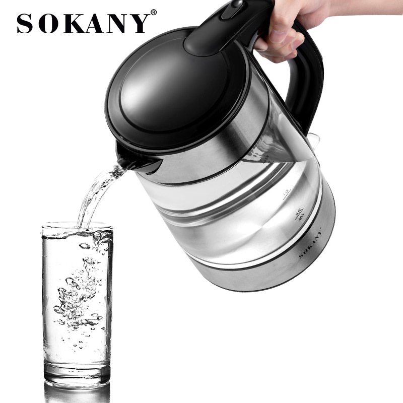 Cross-border SOKANY1509 electric kettle, 304 stainless steel glass kettle, household automatic power-off boiling kettle Application Scenario