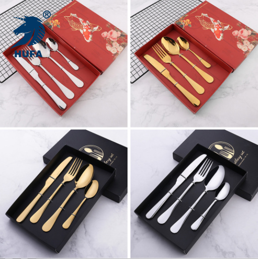 A 1010 Stainless steel Western steak knife, fork and spoon set gift box hotel restaurant supplies with logo available