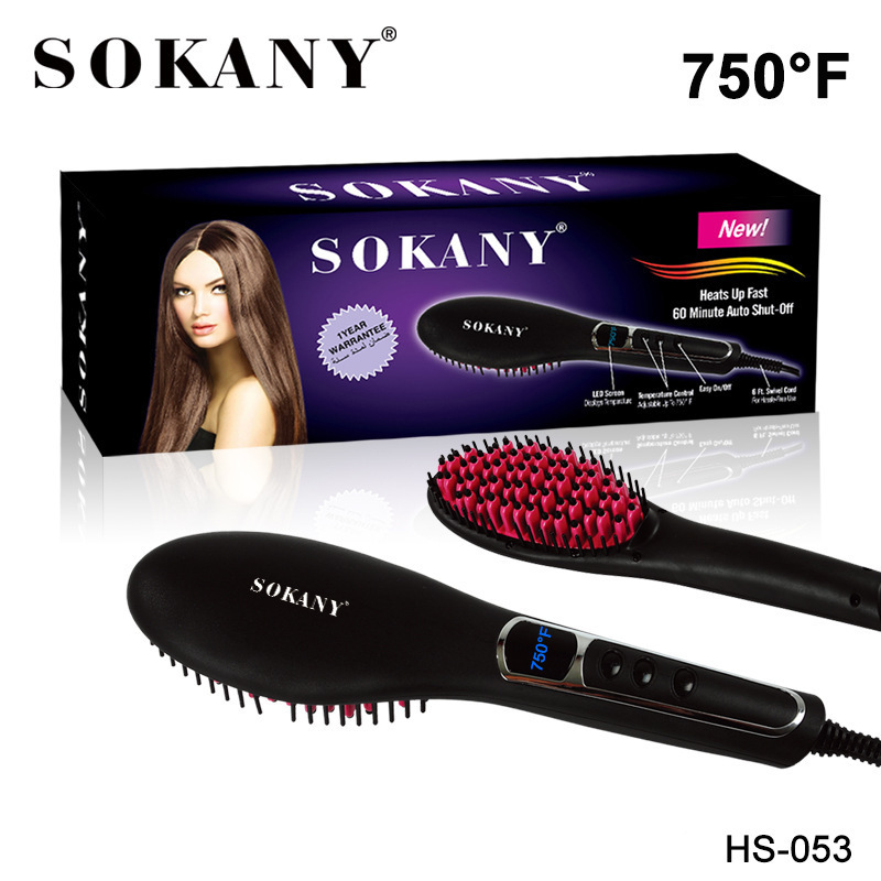 跨境SOKANY053直发梳家用干湿两用陶瓷美发按摩恒温护发发梳