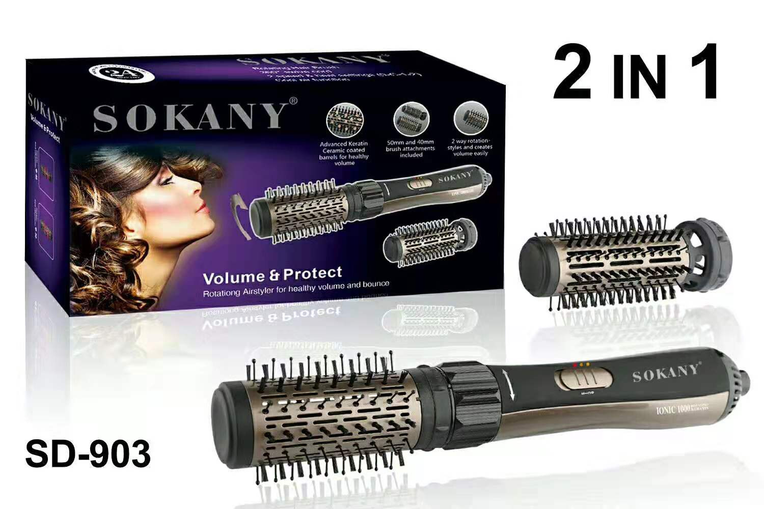 Cross-border SOKANY903 Hair dryer, 2-in-1 hair straightening comb, 2-in-1 hair straightening comb, quick-drying comb Item Picture