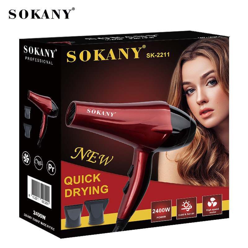 Cross-border foreign trade SOKANY2211 Red Hair dryer, household 3-speed adjustable hair dryer, high-power hair dryer for hair salon Item Picture