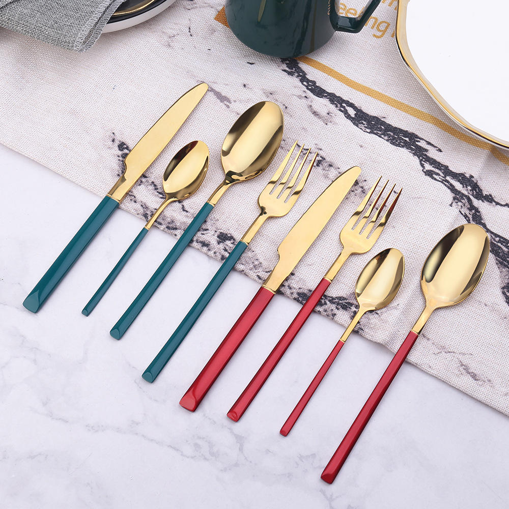 Western-style chivalrous stainless steel tableware, emerald steak, knife, fork, spoon, dessert spoon, hotel gift, Western tableware Specification image