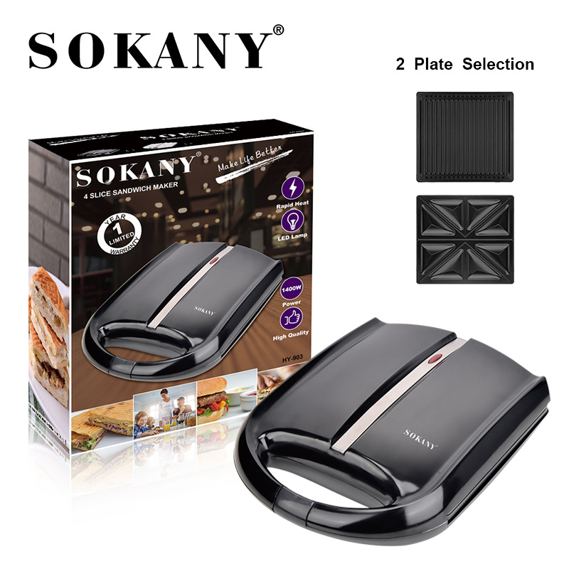 Cross-border bestseller SOKANY903 Panini Sandwich Motor indoor Barbecue machine non-stick coating Application Scenario