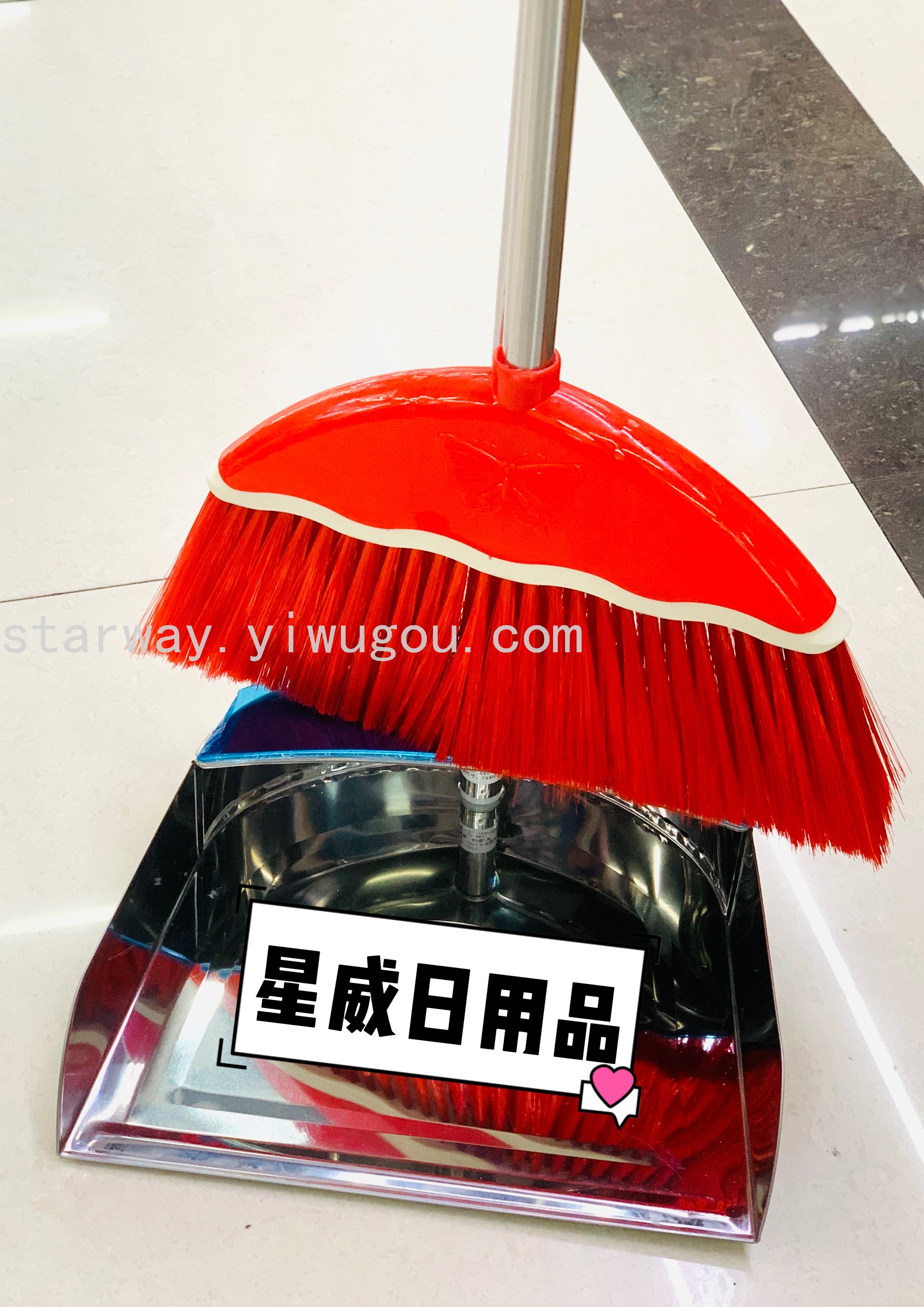 Thickened stainless steel broom and dustpan combination, stainless steel garbage shovel and dustpan, soft bristle broom, dustpan and broom set