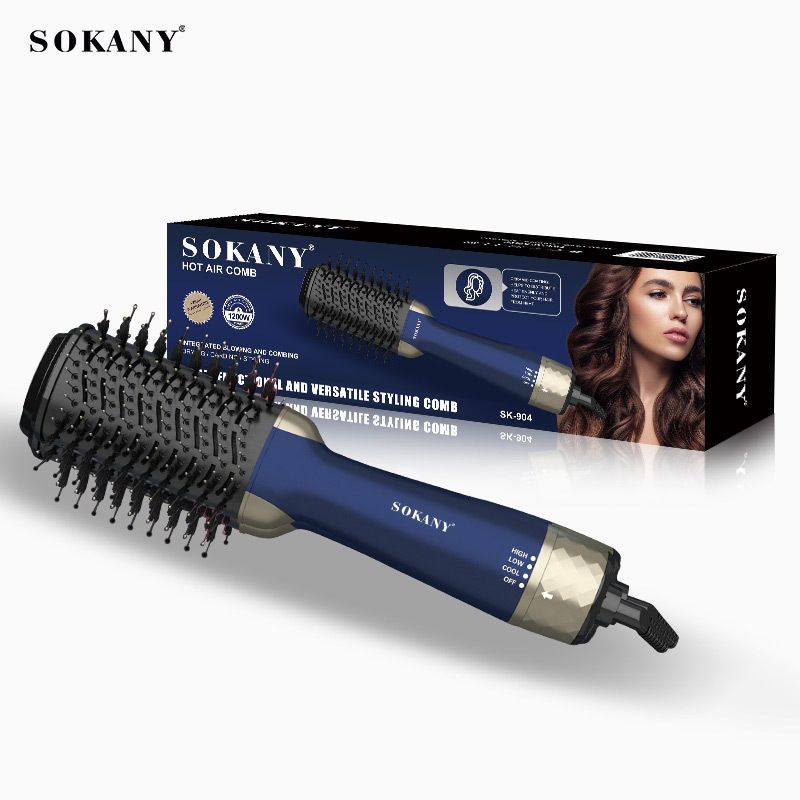 Cross-border SOKANY904 dry and wet dual-purpose automatic curling iron, lazy person straightening hair comb, hot air comb, smooth hair styling Item Picture