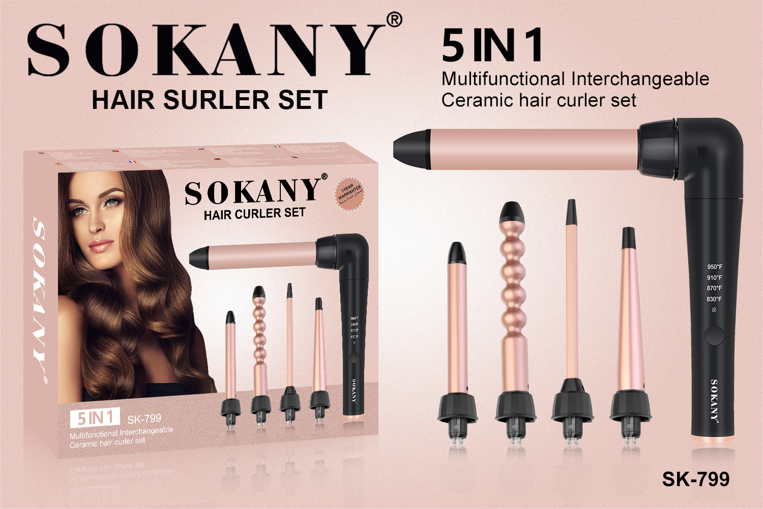 The new cross-border SOKANY799 multi-in-one curling iron Specification image