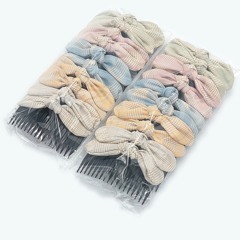 A2813 fabric bow fork comb hair accessory, 2-yuan store, 2-yuan street stall, night market supply in Yiwu details Picture