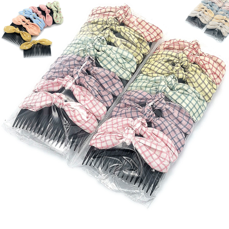 A2813 fabric bow fork comb hair accessory, 2-yuan store, 2-yuan street stall, night market supply in Yiwu