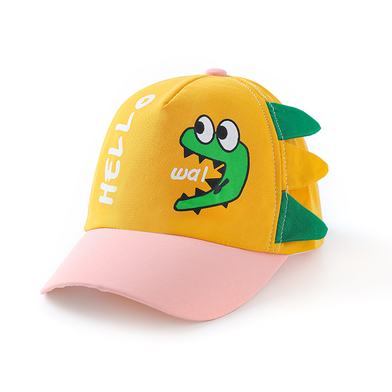 New children's hats for spring and summer, baby sun protection and shade hats for kids and babies, cute cartoon dinosaur baseball caps Item Picture