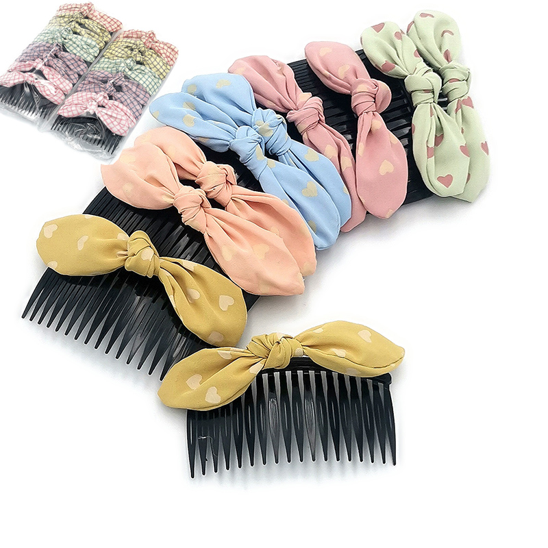 A2813 fabric bow fork comb hair accessory, 2-yuan store, 2-yuan street stall, night market supply in Yiwu Item Picture