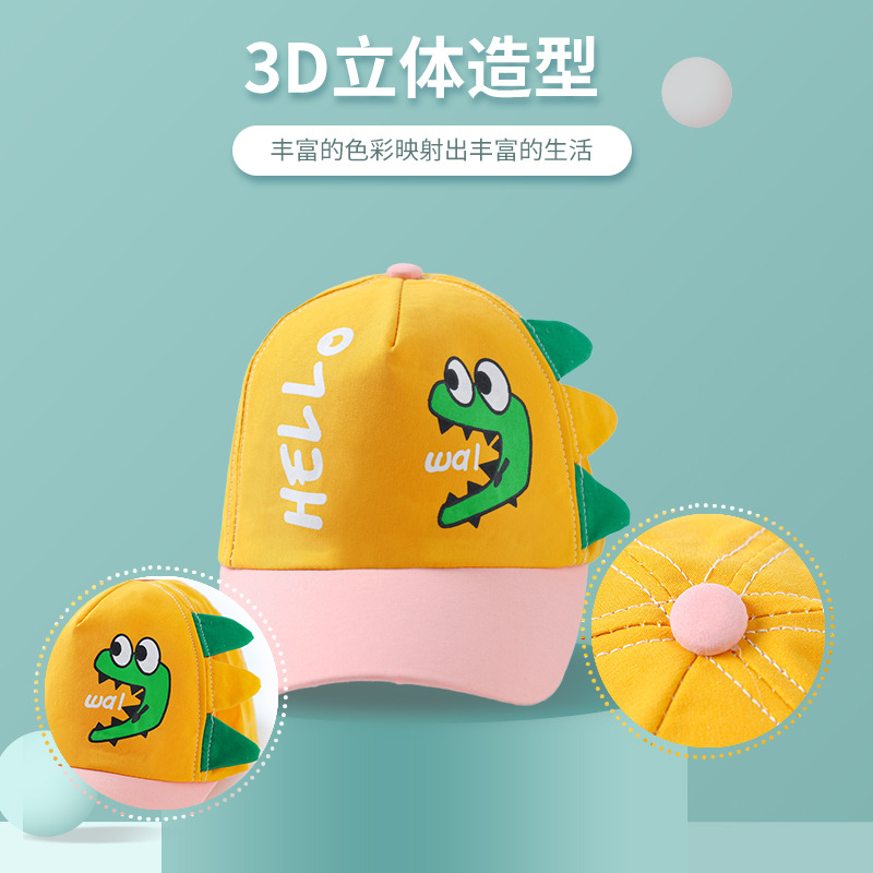 New children's hats for spring and summer, baby sun protection and shade hats for kids and babies, cute cartoon dinosaur baseball caps Application Scenario