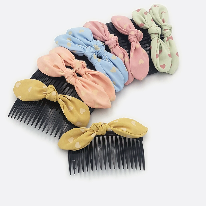 A2813 fabric bow fork comb hair accessory, 2-yuan store, 2-yuan street stall, night market supply in Yiwu Application Scenario