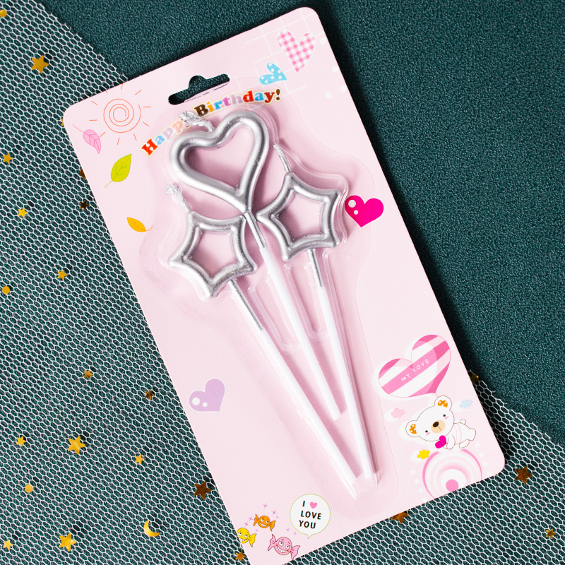 Gold-plated fairy wand candle, five-pointed star heart-shaped confession candle, birthday decoration Specification image