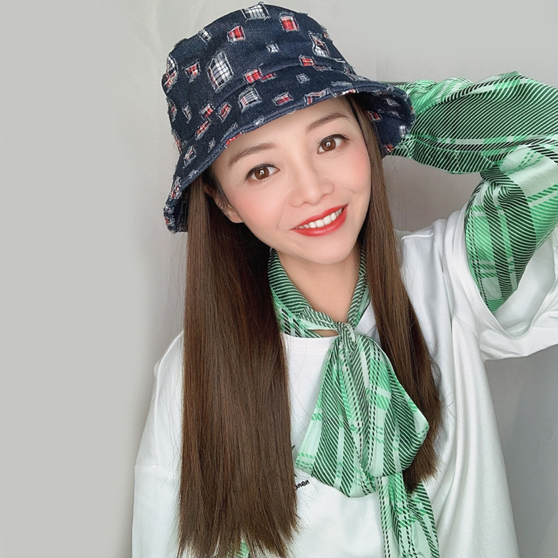 Cowboy sweet fisherman sunbonnet bonnet wig Bob female short hair wig hat all in one fashion
