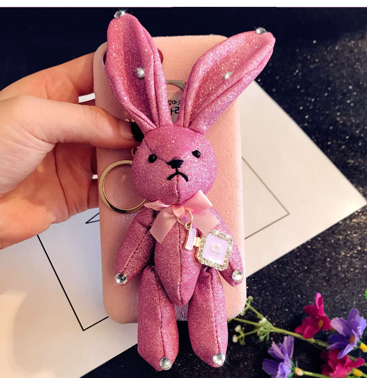 cute keychain gifts bag hang accessories mobile rabbit cloth详情图4