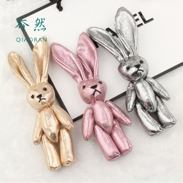 韩国爆款磨砂兔皮质长耳朵兔子公仔挂件diy创意手工饰品配饰娃娃