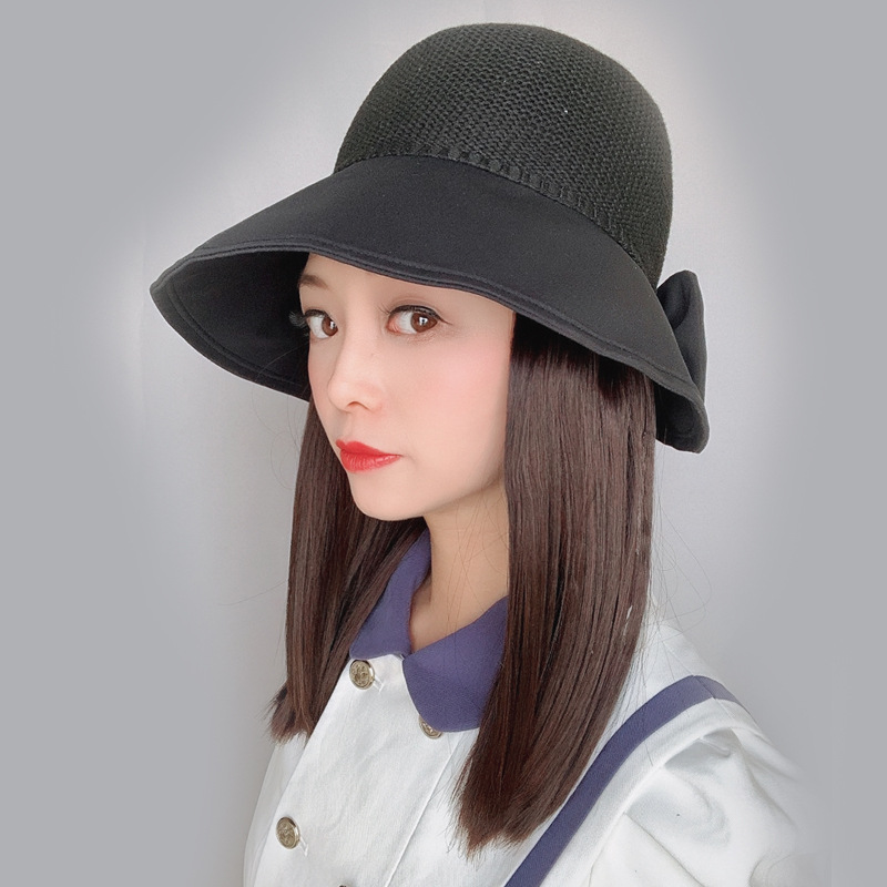 Bow sweet after fork fisherman sunbonnet bonnet wig female short hair wig hat one fashion