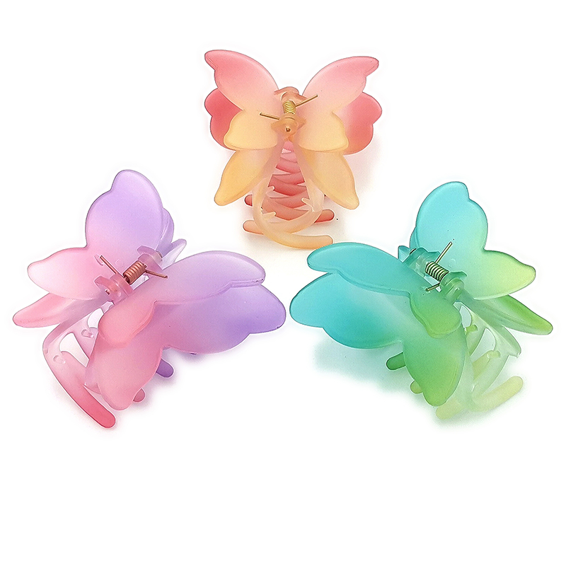 A2137 Seven-color gradient butterfly Hair clip, large headwear, hair clip, updo, 2-yuan store wholesale supply Application Scenario