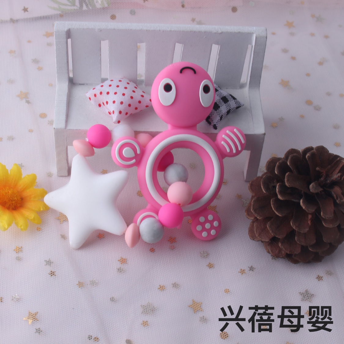New tortoise silicone gum baby silicone big star molar toy