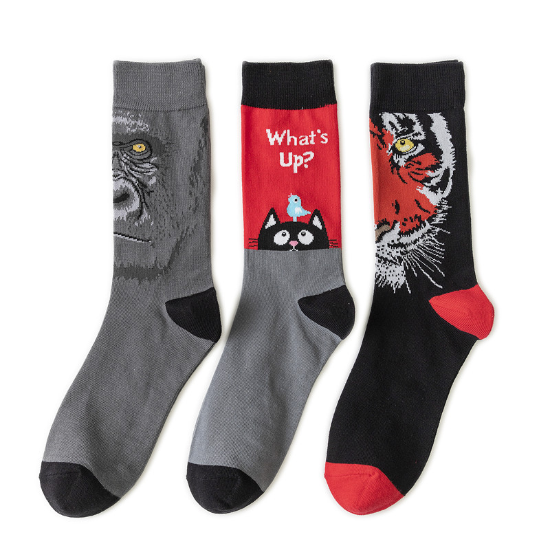 European and American trendy cotton fruit unisexual socks for men and women, fruit pattern ins trendy socks, personalized animal mid-calf socks Item Picture
