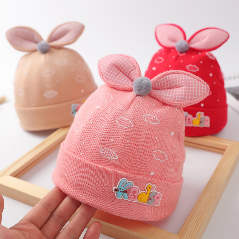 Baby hats, winter woolen warm knitted hats for girls, rabbit ears, infant and toddler baby hats, newborn baby hats, children's hats
