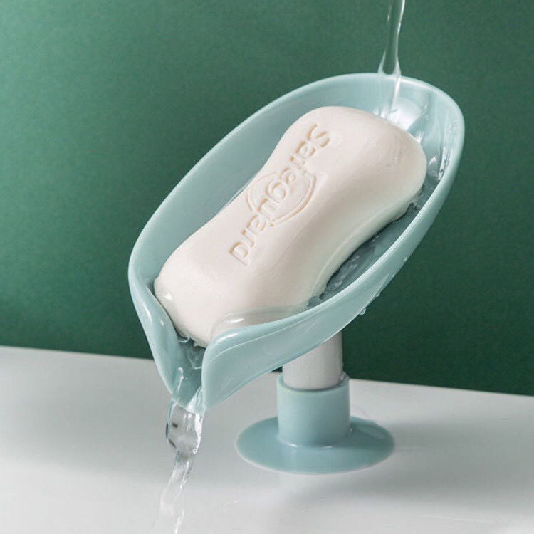 Creative leaf lotus leaf soap box, non-punching standing suction cup, draining lotus leaf creative soap rack, laundry soap box
