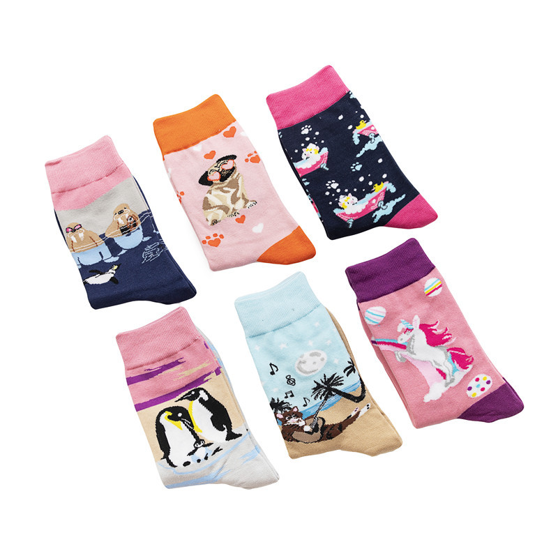 Cross-border supply cotton socks, personalized pattern women's mid-calf socks manufacturer wholesale cute pattern women's socks cartoon trend socks Item Picture