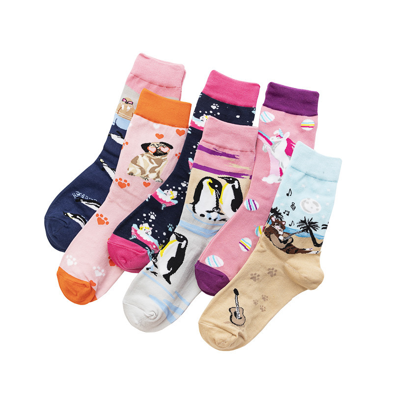 Cross-border supply cotton socks, personalized pattern women's mid-calf socks manufacturer wholesale cute pattern women's socks cartoon trend socks details Picture