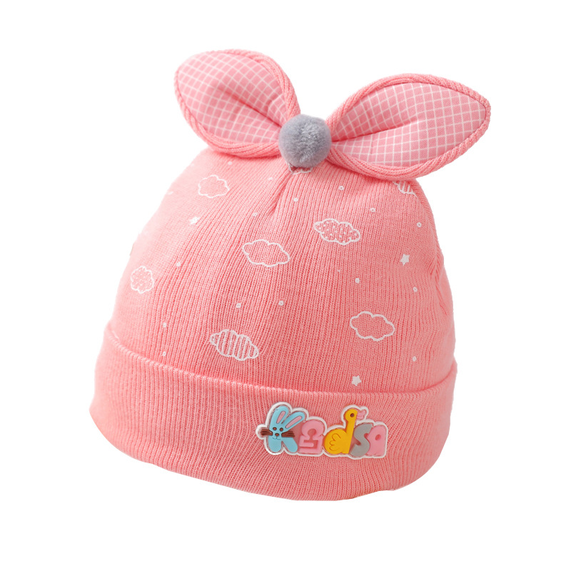 Baby hats, winter woolen warm knitted hats for girls, rabbit ears, infant and toddler baby hats, newborn baby hats, children's hats Item Picture