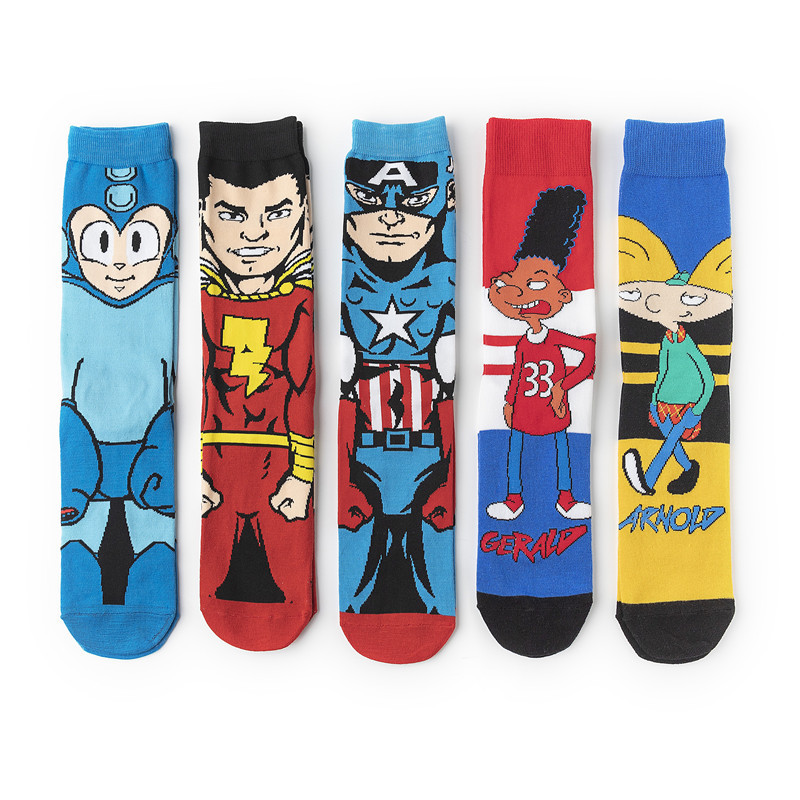 Outdoor sports trendy socks, European and American creative mid-calf socks, cotton manufacturer, cross-border cartoon socks, new personalized skateboard cotton socks