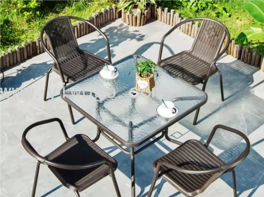Garden imitation rattan table and chair set five pieces outdoor table and chair set balcony garden coffee bar leisure table and chair set