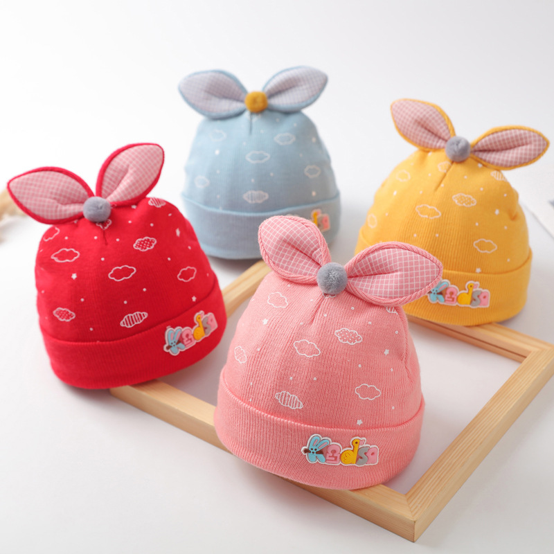Baby hats, winter woolen warm knitted hats for girls, rabbit ears, infant and toddler baby hats, newborn baby hats, children's hats details Picture