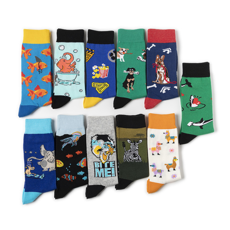 Mid-calf socks for foreign trade, cross-border sock supply, men's multi-logo trendy sock manufacturer, personalized animal socks, skateboard socks details Picture