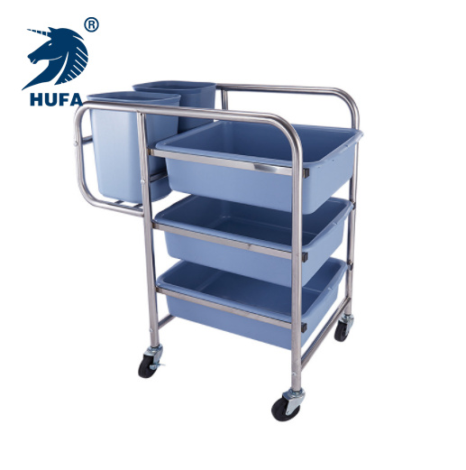 Thickened restaurant bowl collection cart, food collection cart, hotel, fast food restaurant, canteen, stainless steel hand-pushed food removal plate collection cart, stainless steel material, sturdy and durable, suitable for various occasions, hotel, snack bar, hot pot restaurant